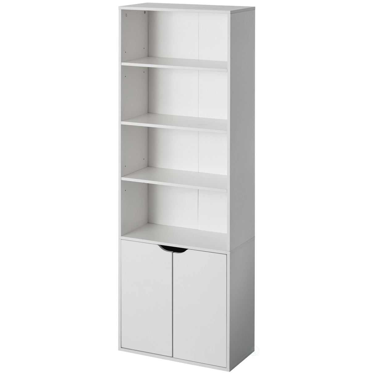 71 Inches Multi Purpose White 4 Tier Open Book Shelf and Bookcases with 2 Doors Storage Cabinet and 1 Adjustable Shelf - Ideal for Home Office, Living Room, Classroom, Study Room - LEHADAR
