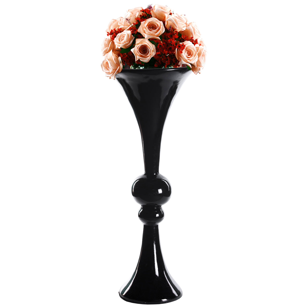 24-inch Tall Black Modern Trumpet Vase: Decorative Wedding Centerpiece, Elegant Table Decor, Tall Floor Flower Vase, Contemporary Home Decoration, Event Decoration, Party Accent Piece - LEHADAR
