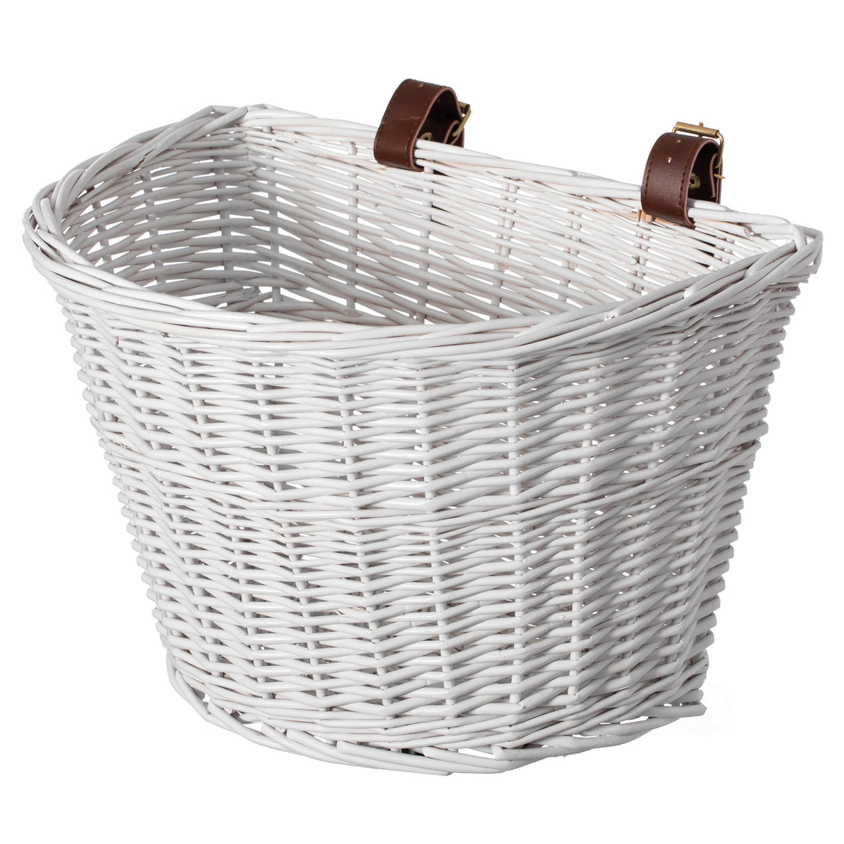 White Wicker Front Cargo Bike Basket - Perfect for Riders of All Ages and Genders - for Beach Cruiser, Stationary Bike, E-bike, or Road Bike with Stylish Faux Leather Straps - LEHADAR