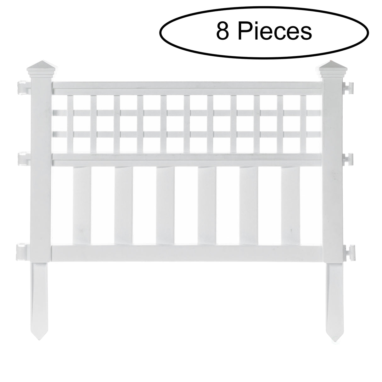 Garden Gate Patio Picket Fence Flower Bed Border White Vinyl Edging, Set Of 8 - LEHADAR