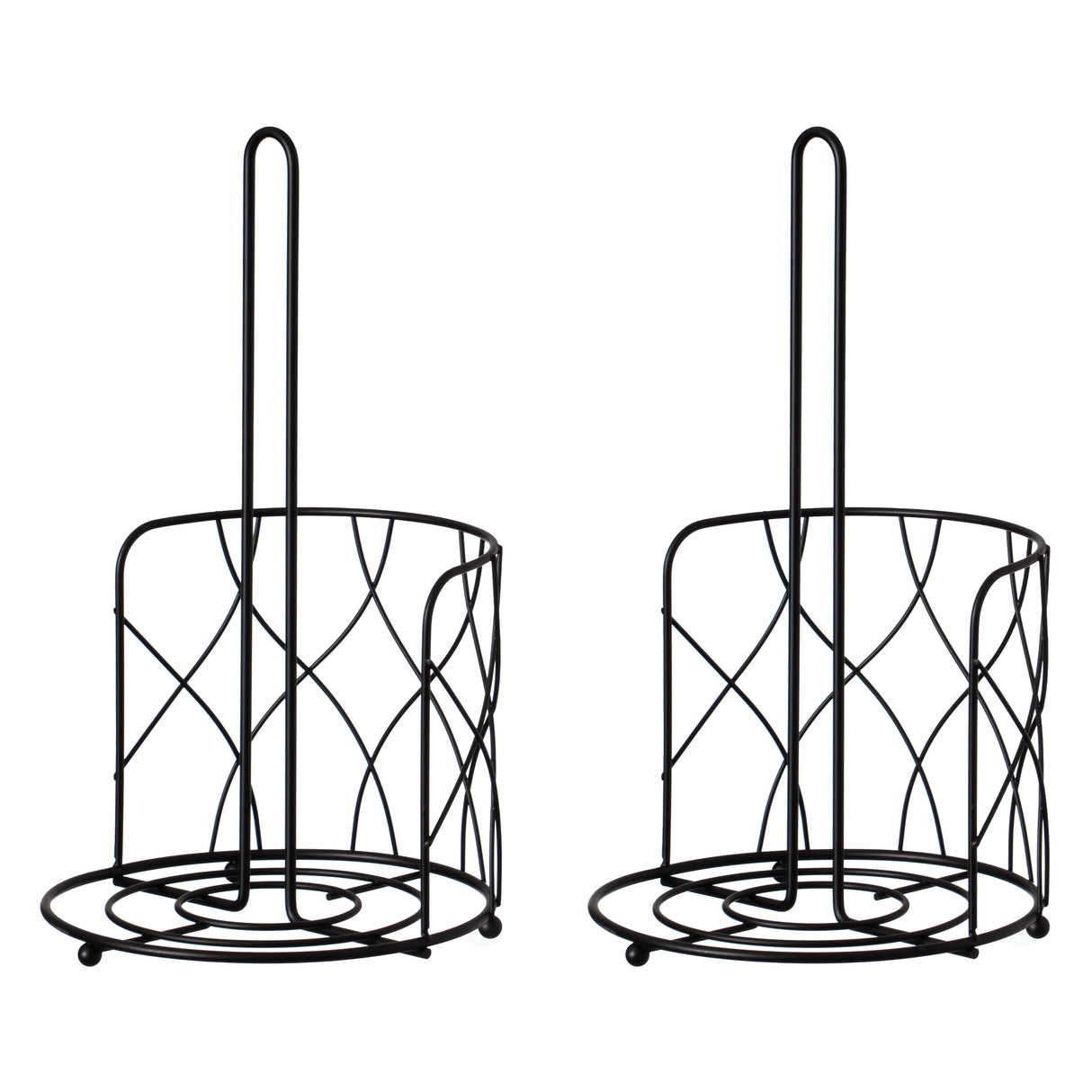 Freestanding Black Iron Towel Paper Holder Stand Roll Dispenser with Frame for Kitchen, Set of 2 - LEHADAR