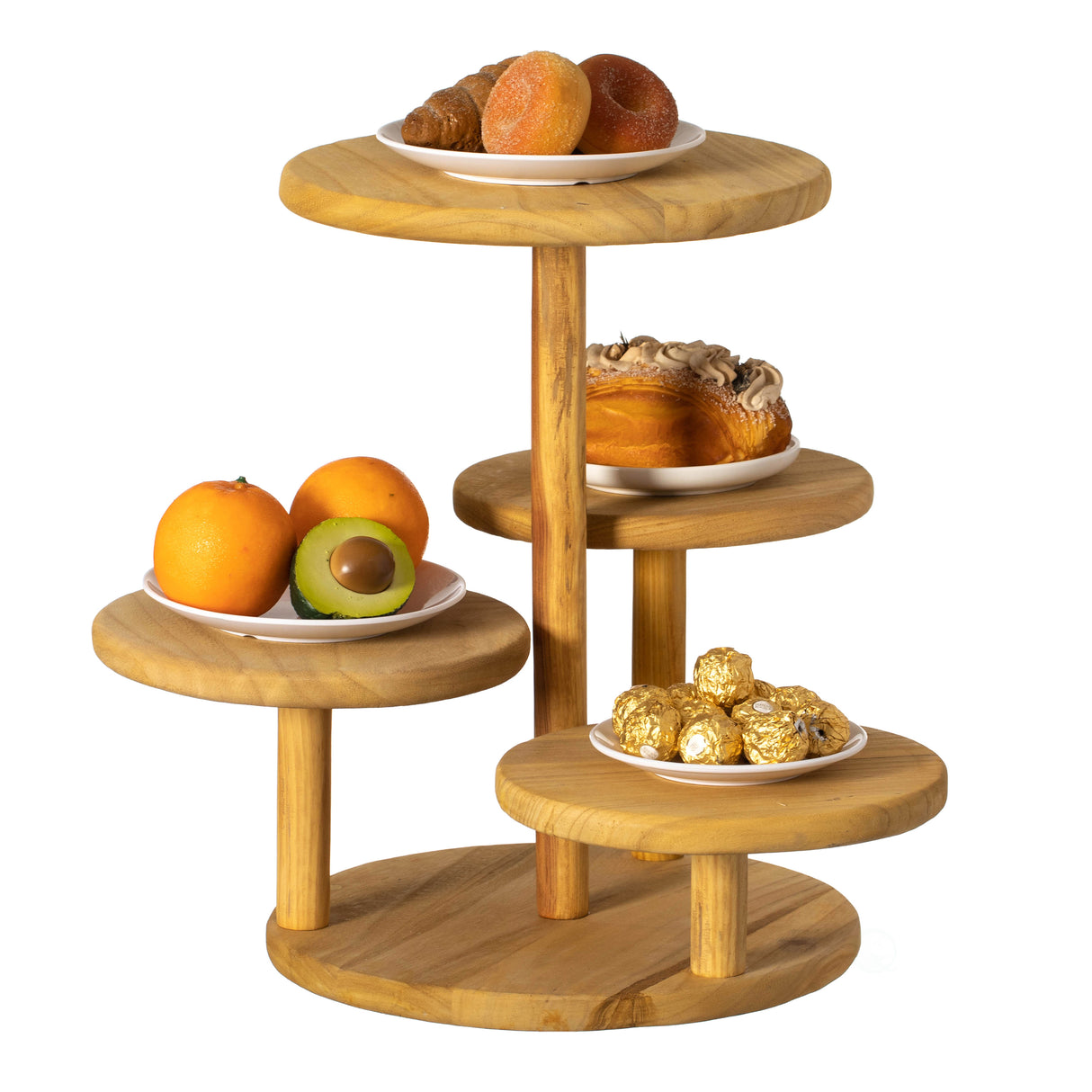 Multi Purpose 4-Tier Round Wooden Cake Stand and Charcuterie Boards ‰ÛÒ Perfect Tiered Tray Display for Desserts, Snacks, Fruits and Appetizers at Birthdays, Baby Showers, Weddings and Tea Party - LEHADAR