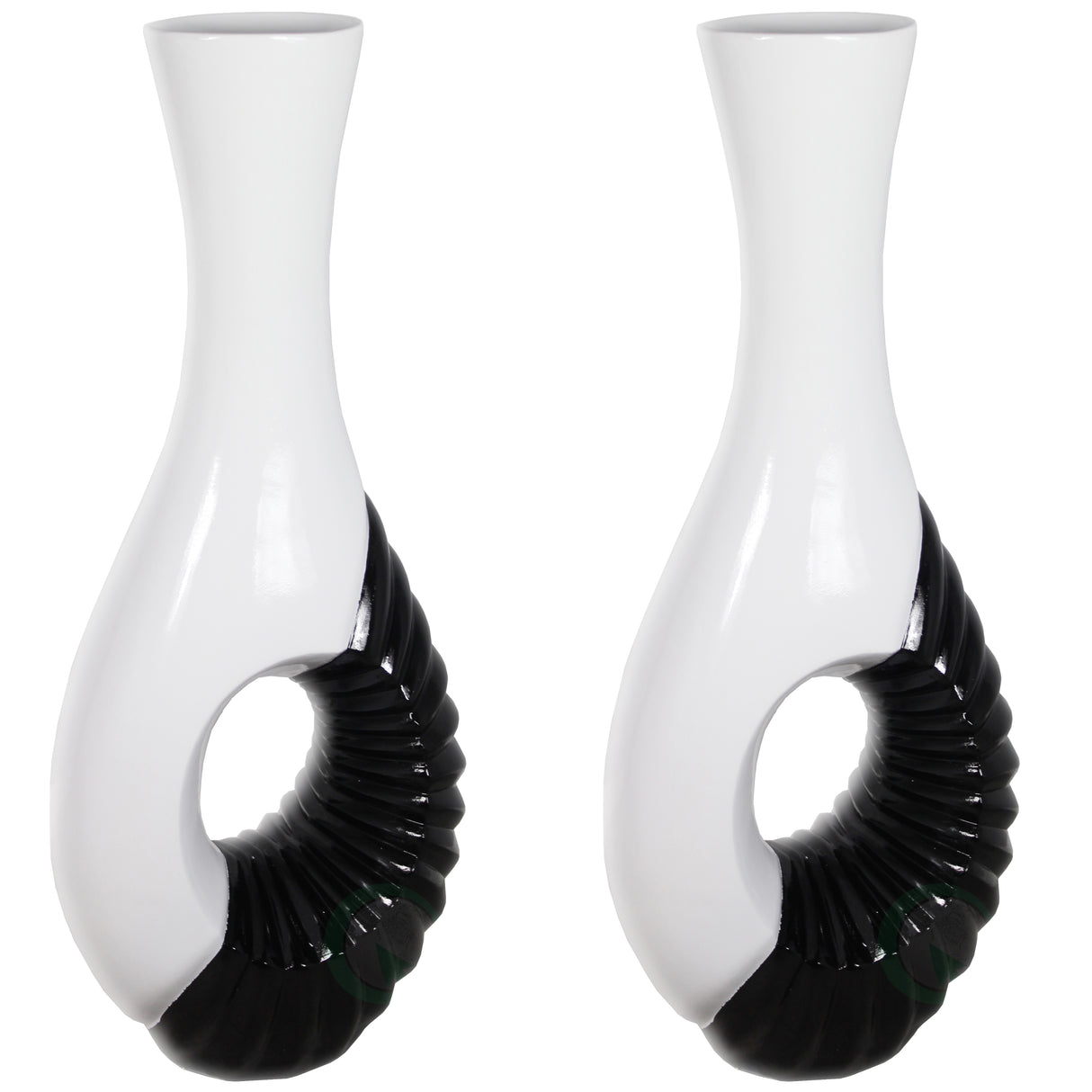 Set of 2 Modern Black and White Large Floor Vase - 43 Inch Tall, Contemporary Home Decor, Elegant Room Accent, Statement Piece, Sleek Floor Decoration, Fill with Dried Branches or Flowers - LEHADAR