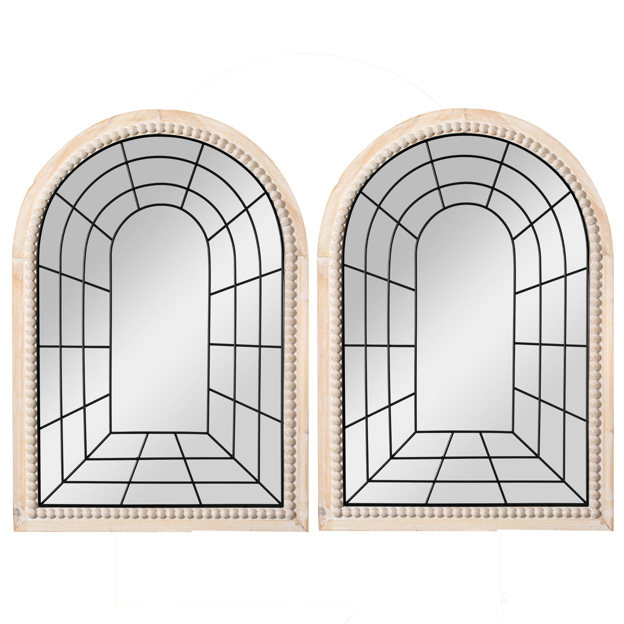 Set of 2 Arched Large 39.37 x 27.56 in Window Metal Mirror, Windowpane Shaped Decoration Farmhouse Big Wall Mounted Mirrors Boho Decor for Home Living Room Fireplace Entryway Bedroom Bathroom Vanity - LEHADAR