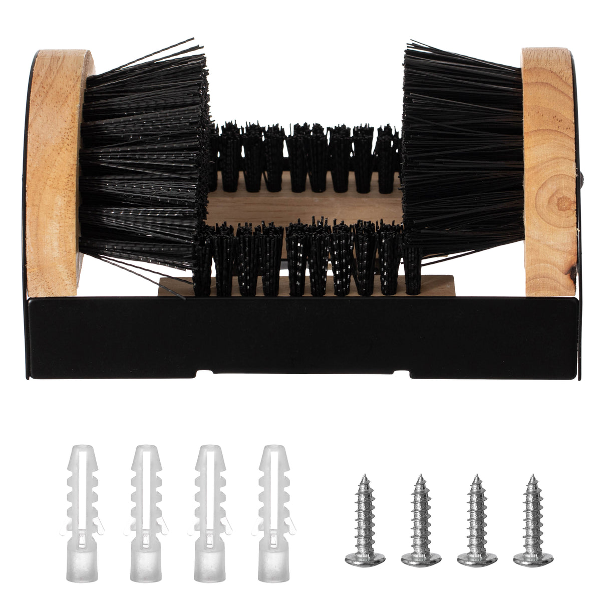 Gardenised Heavy-Duty Metal and Wooden Base Shoe Cleaner and Boot Scraper, Portable or Floor-Mounted Scrubbing Brush for Indoor and Outdoor Use, All Weather Boot Cleaner - Removes Mud, Snow and Sand, Wooden - LEHADAR