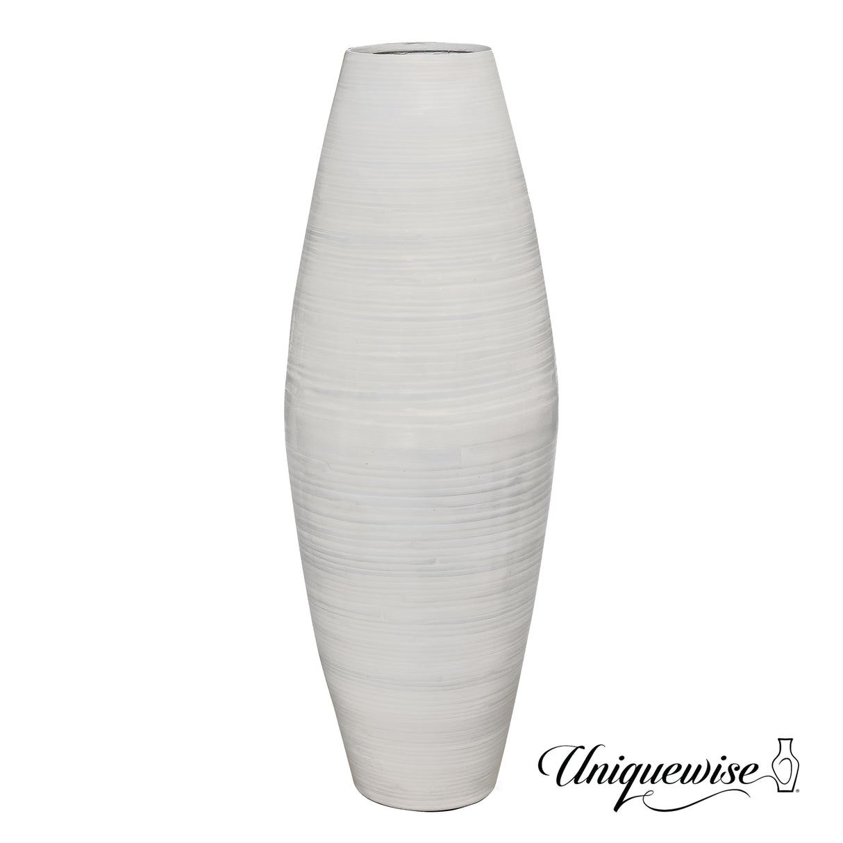Bamboo Cylinder Floor Vase - Handcrafted Tall Decorative Vase - Ideal for Dining Room, Living Room, 27.5 Inch White - LEHADAR