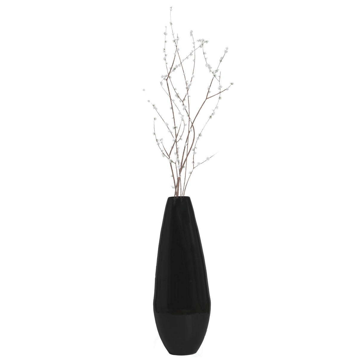 31.5" Spun Bamboo Tall Floor Vase - Sleek Metallic Finish, Elegant Home Decoration, Modern Accent Piece, Living Room Decor, Handcrafted Bamboo Art, Contemporary Interior Design, Unique Tall Vase, Black Large - LEHADAR