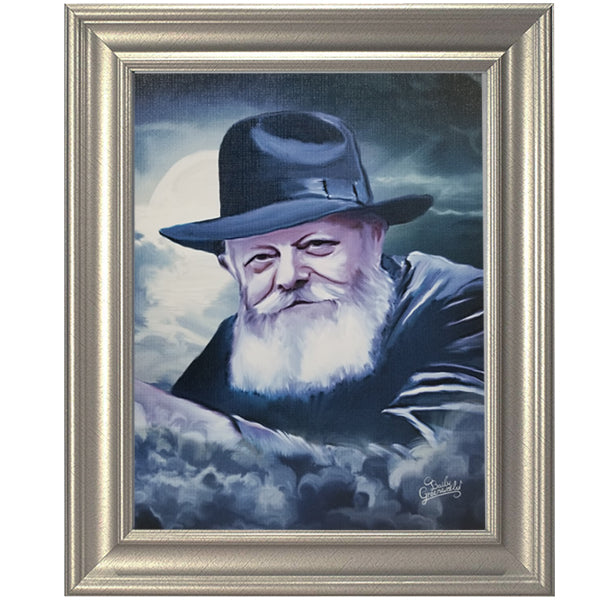 Chabad Lubavitch Rebbe Painting on Canvas- Light in the Dark Portrait - LEHADAR