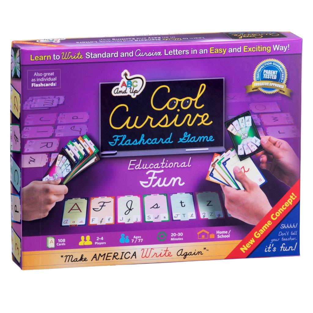 ABC Cool Cursive Flash Card Game – Learn to Write in an Easy, Fun Way - Standard & Cursive Letters. 9 x 7 x 1.5" - LEHADAR
