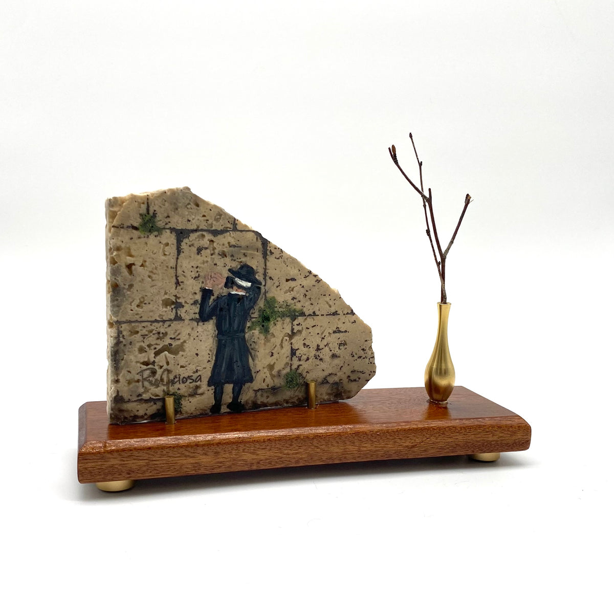 Kotel Close-Up (הכותל המערבי) – One-of-One Handcrafted Travertine Stone Tabletop Artwork