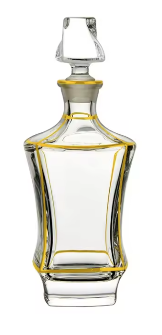 Glass Wine Decanter with Gold Design 29 oz. - LEHADAR