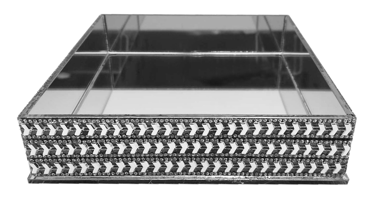 Flat Napkin Holder Mirror with Crystals 7.5" - LEHADAR