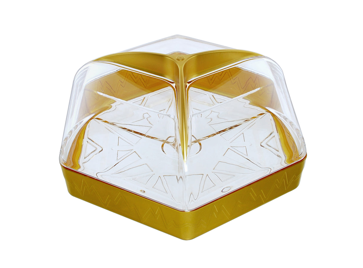 Acrylic 3 Section Set Gold With Lid 8.5" - LEHADAR