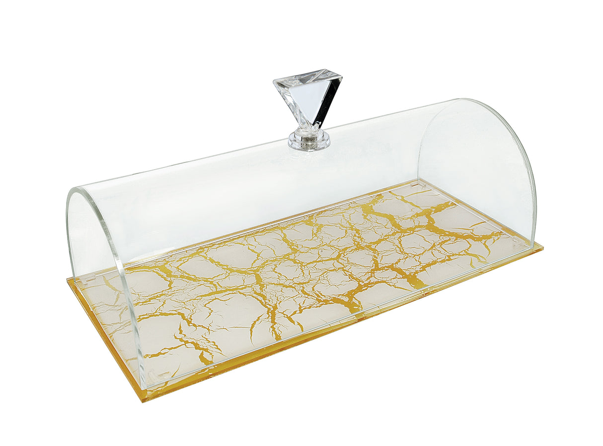 Acrilic rectangle cake tray marble white 29X14 - LEHADAR