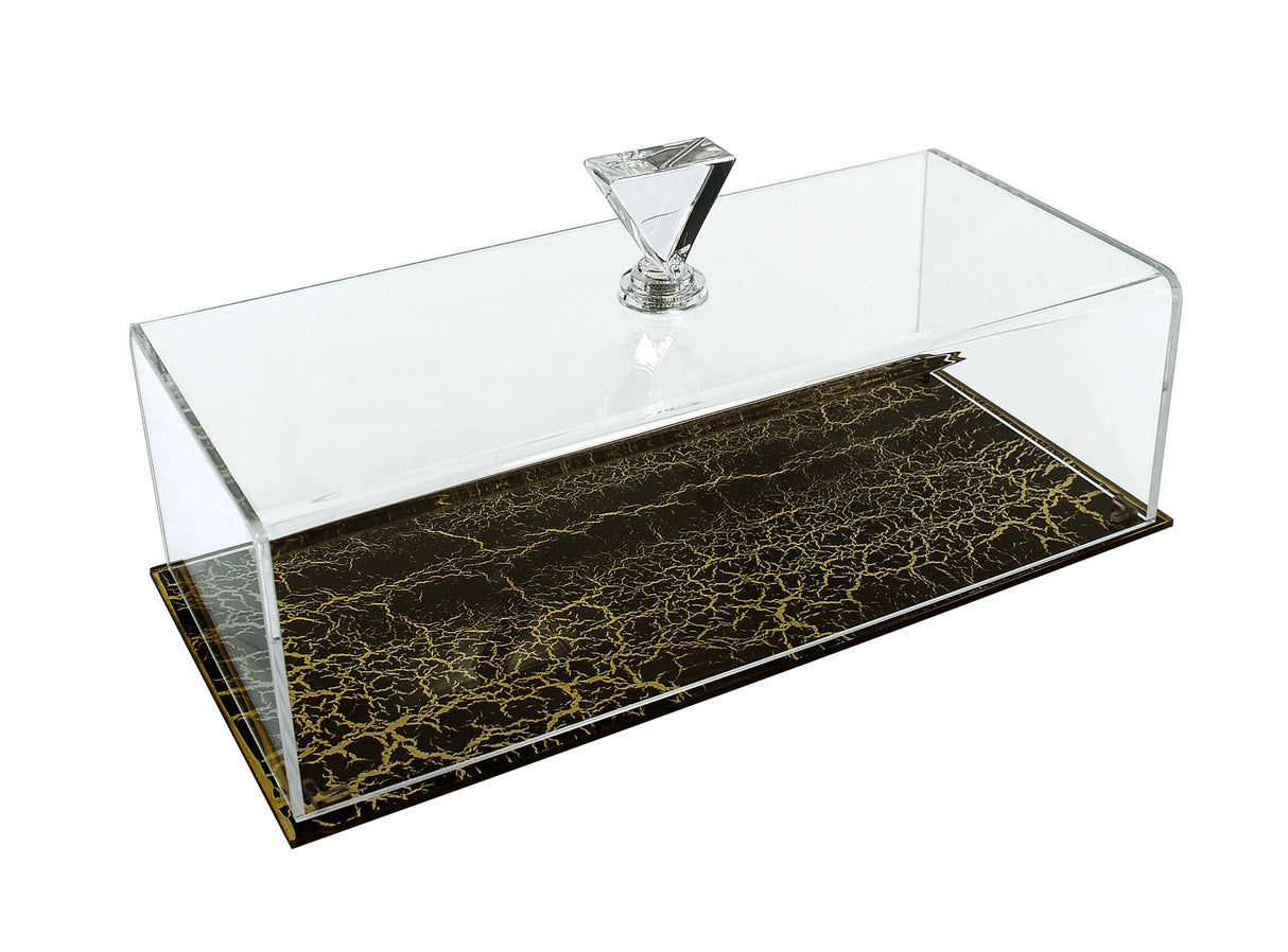 Acrylic rectangle cake tray decoratd marble black 29X14 - LEHADAR