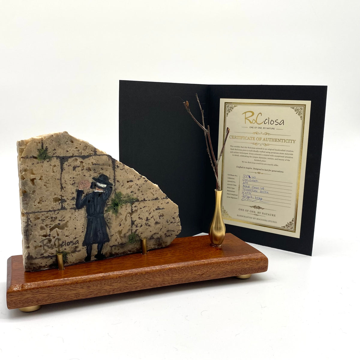 Kotel Close-Up (הכותל המערבי) – One-of-One Handcrafted Travertine Stone Tabletop Artwork