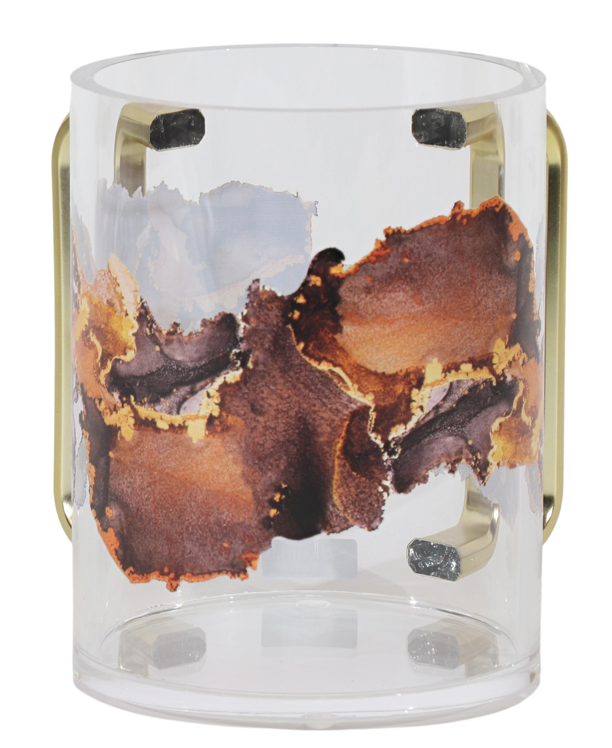 Acrylic Washcup Gold Handles Purple Marble - LEHADAR