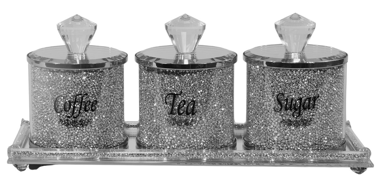 Coffee, Tea & Sugars Dish with Mirror tray 13.5" x 5"- Filling - LEHADAR