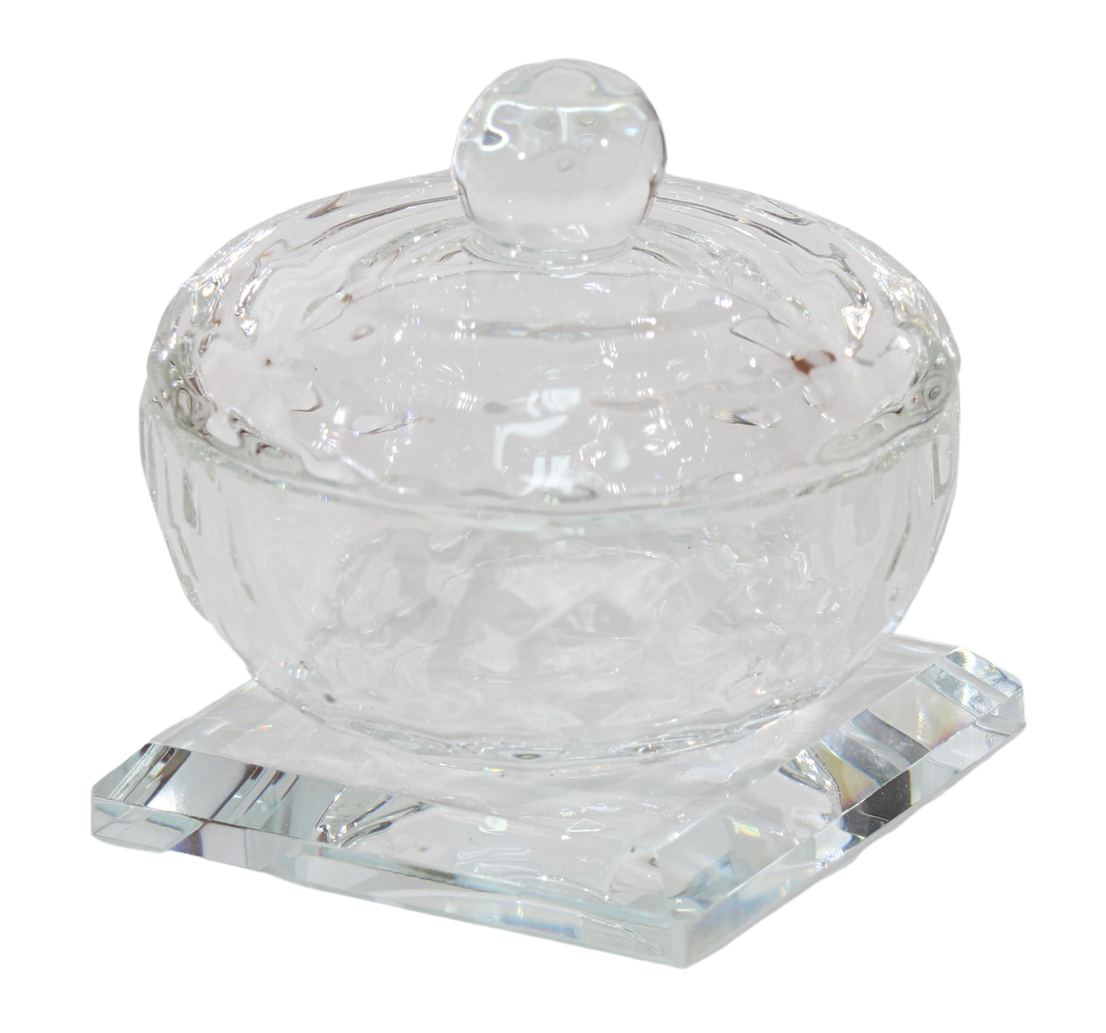 Crystal Dish with Lid 2" x 2"- Clear - Salt & Honey Holder - LEHADAR