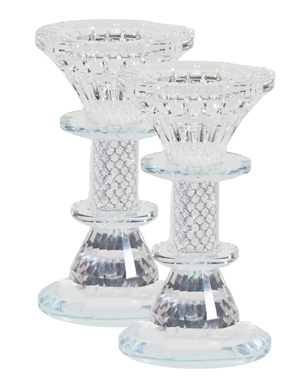 Crystal Candlestick with Silver Paper Filling 5" - LEHADAR