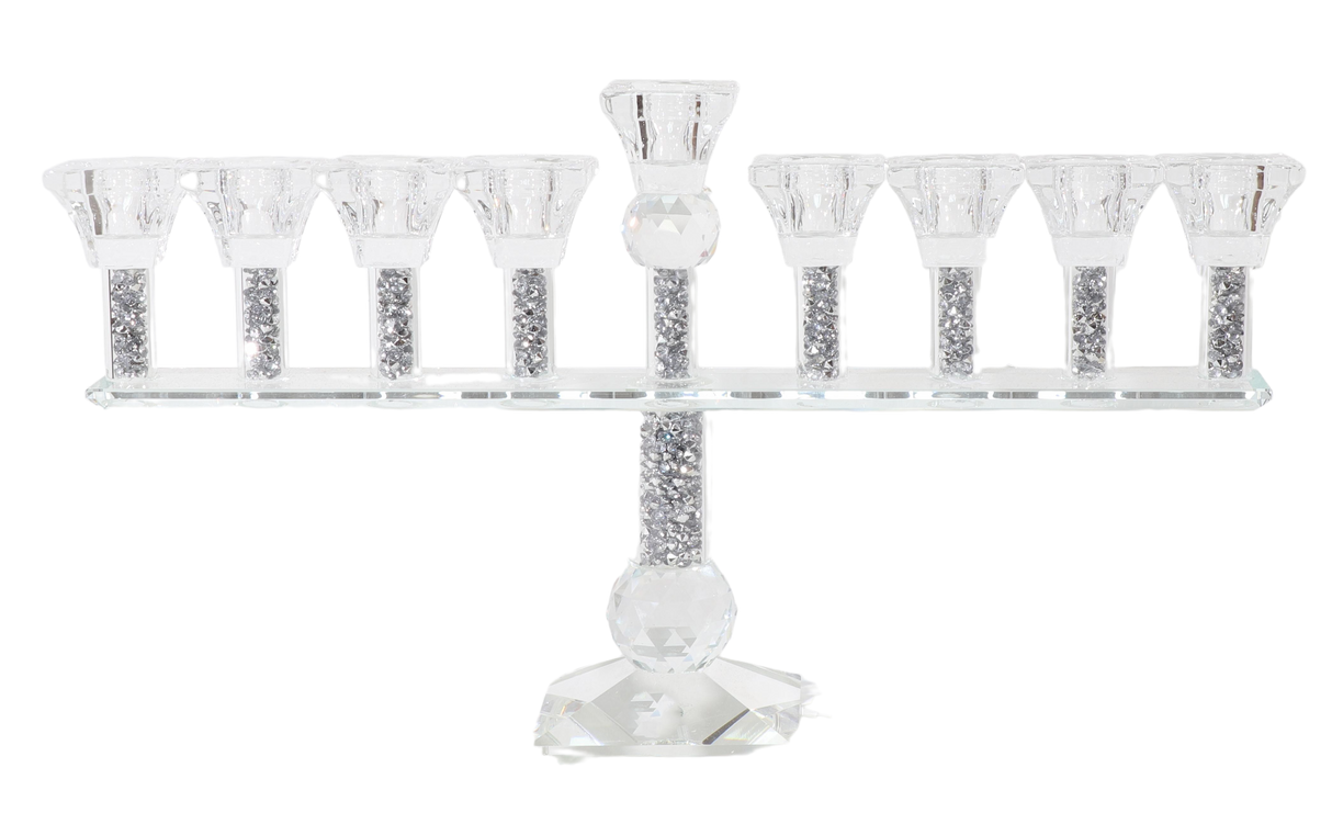 Crystal Menorah with Clear Cups - LEHADAR
