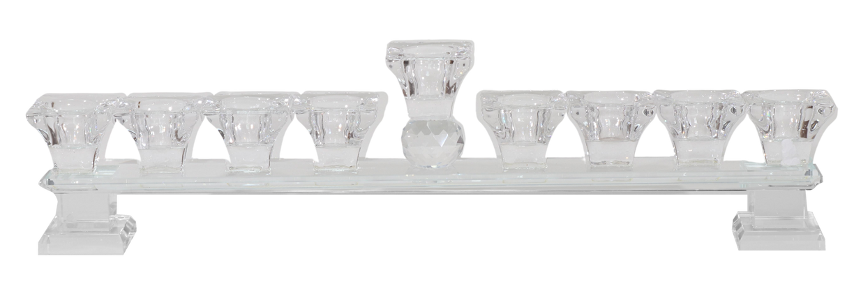 Crystal Menorah with Clear Cups - LEHADAR