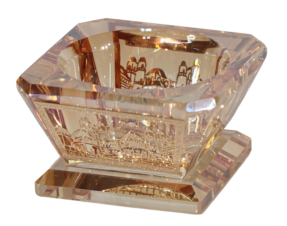 Silver Crystal Salt/Honey Holder - metal 2"x2" - LEHADAR