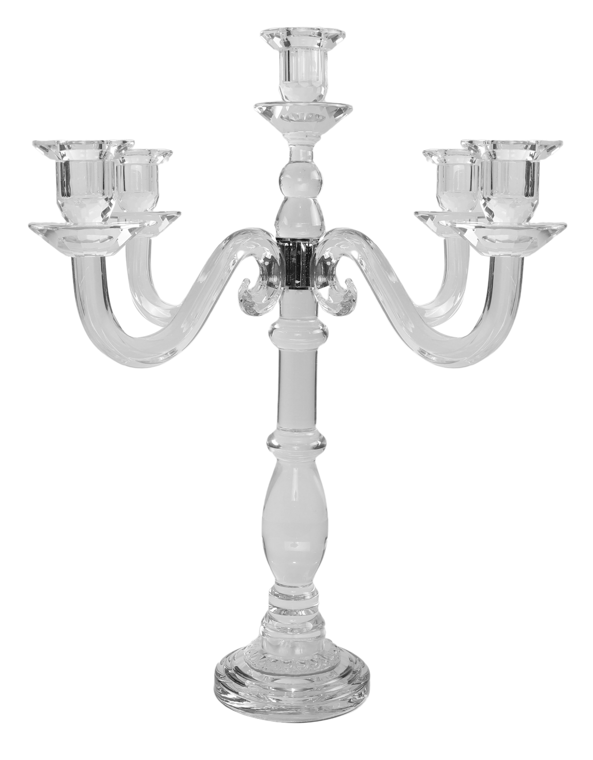 Crystal Candelabra 5 Branch with Black Rim 19" - LEHADAR