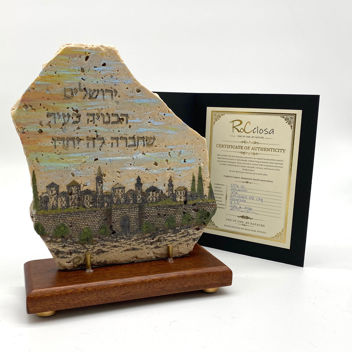 Jerusalem Old City – One-of-One Handcrafted Travertine Stone Artwork