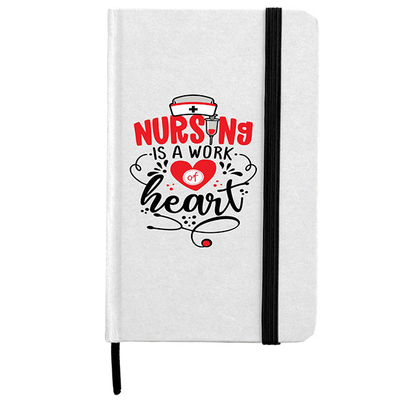 Lined Page Jotter with cardboard finish Quoting "NURSING IS A WORK OF HEART" - LEHADAR