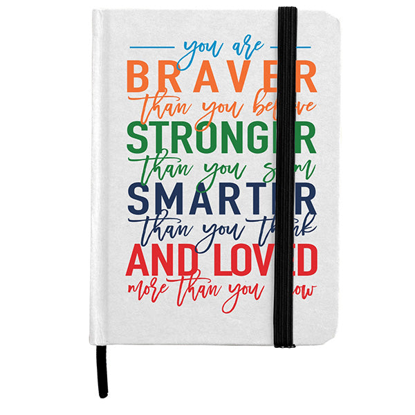 Lined Page Jotter with cardboard finish Quoting "BRAVER, STRONGER, SMART AND LOVED" - LEHADAR
