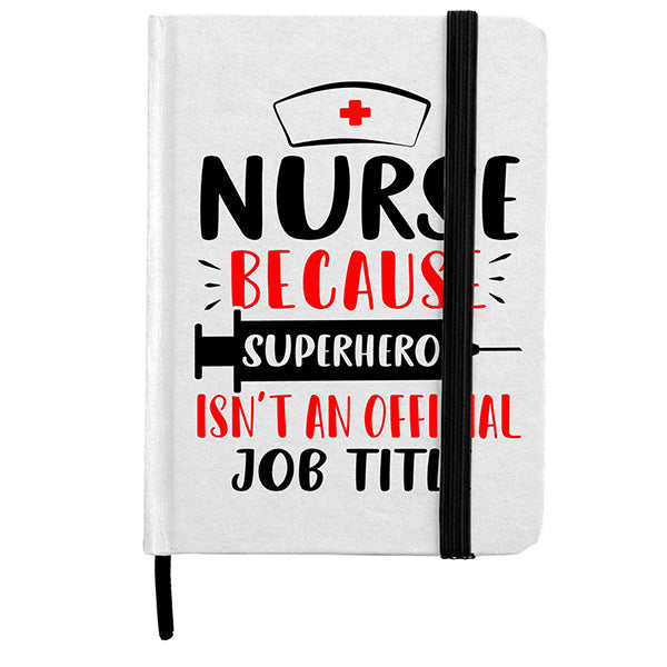 Lined Page Jotter with cardboard finish Quoting "SUPERHERO NURSE" - LEHADAR