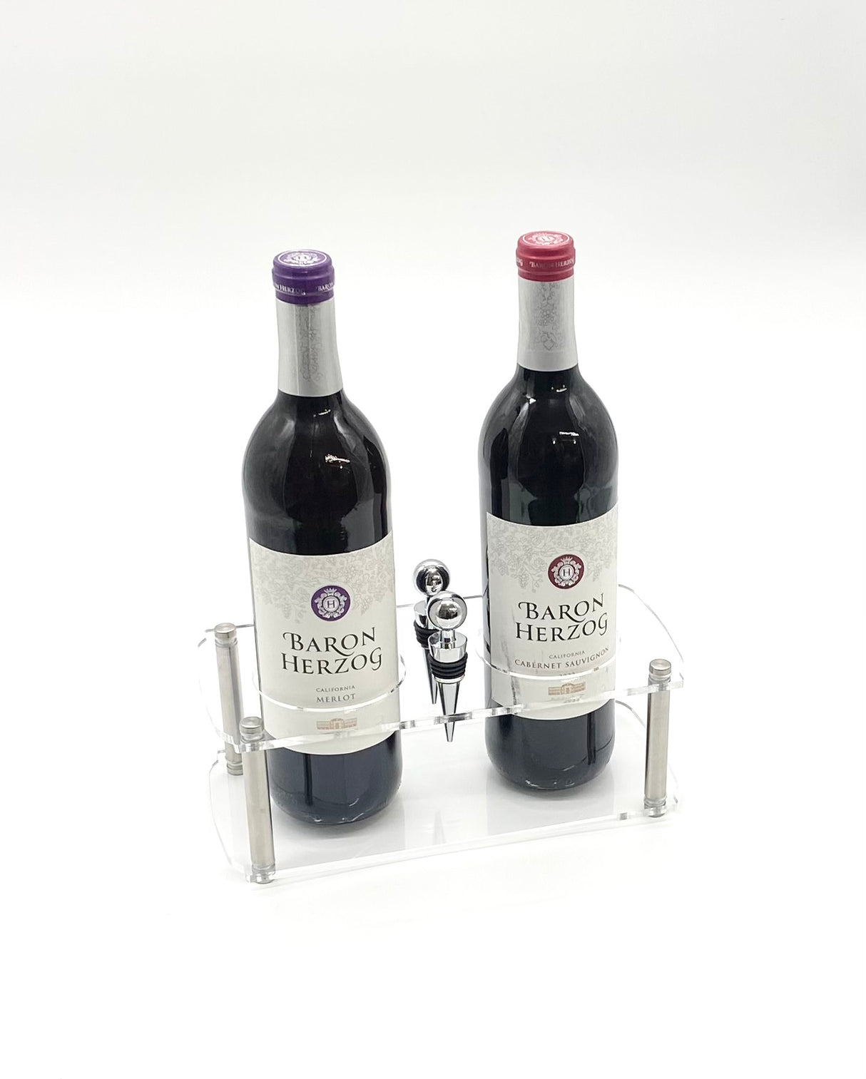 Signature Dual Wine Bottle Stand & Stopper Set