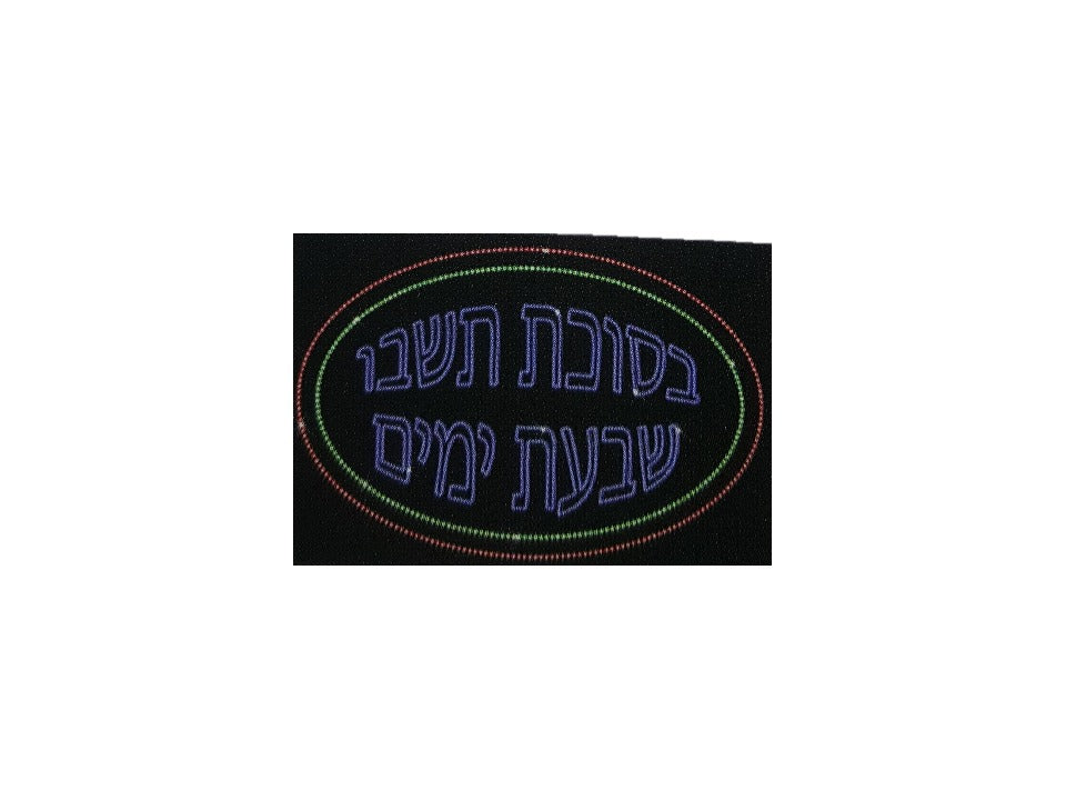 Electric Sukkah Sign Colored Lights B'asukos 14x18" - LEHADAR
