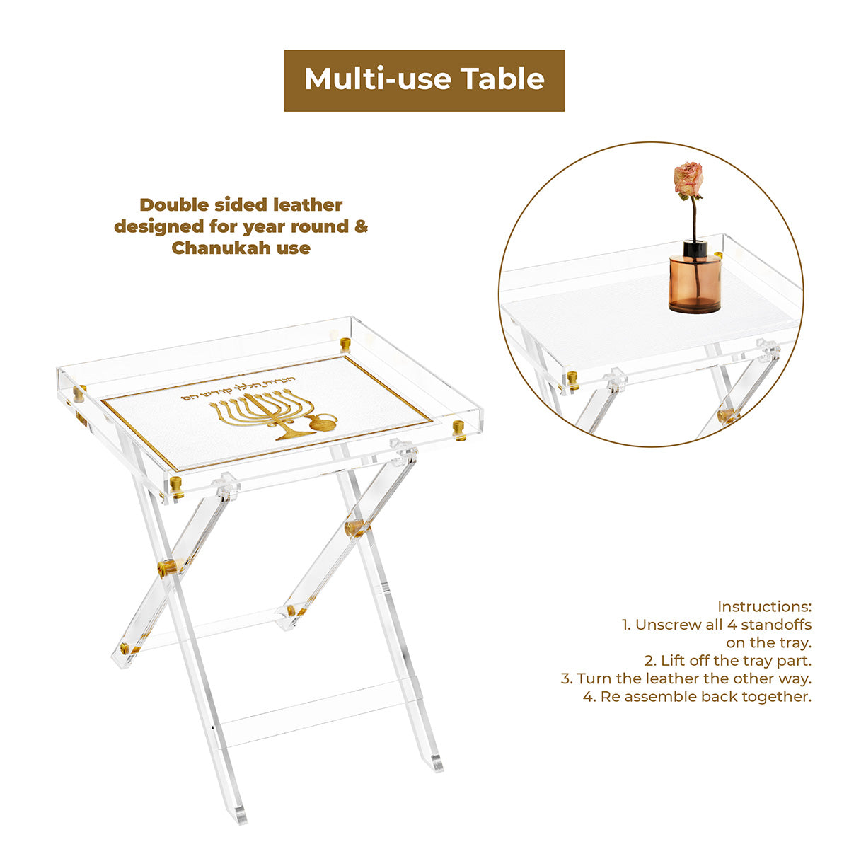 Leatherite Folding Table - LEHADAR