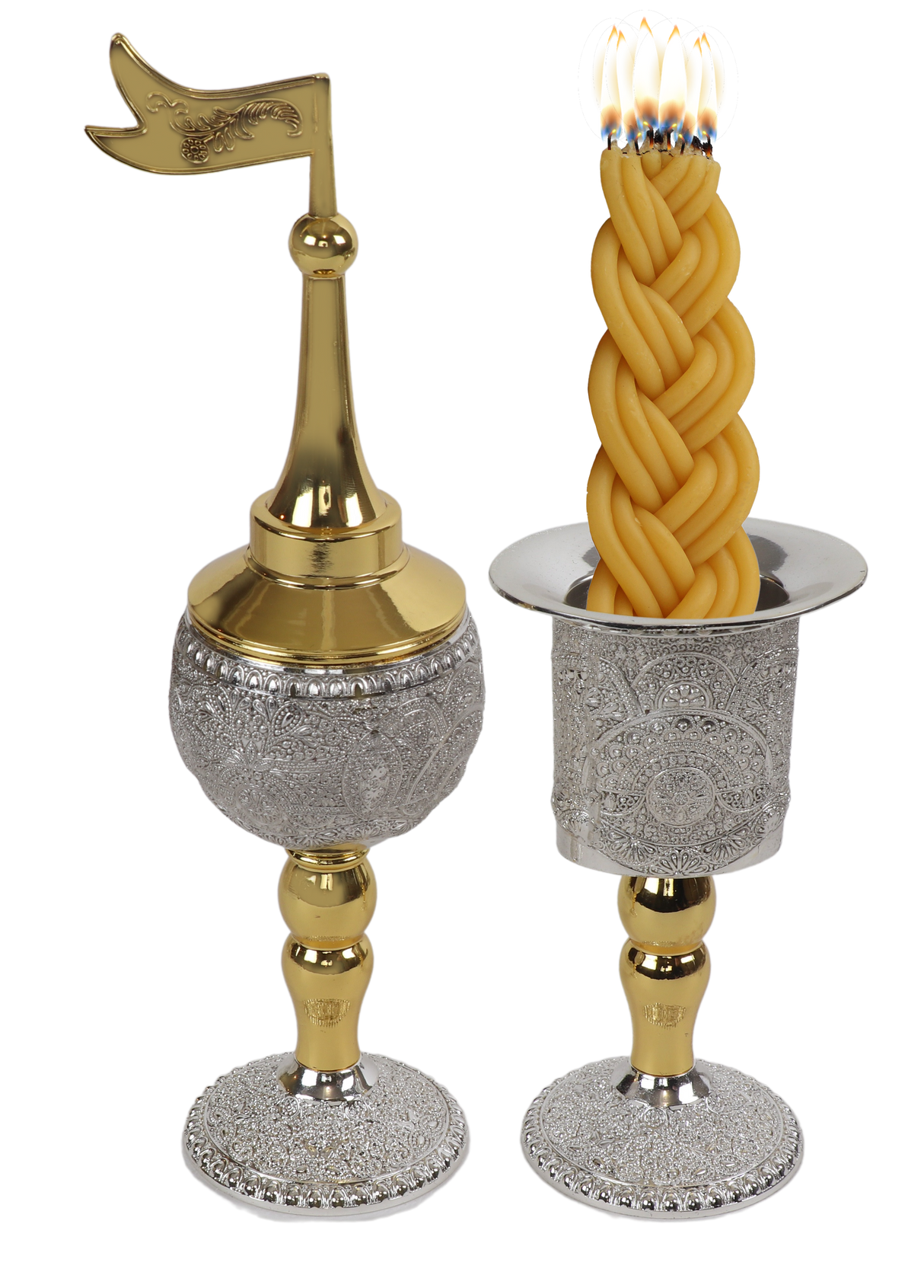 Silver & Gold Plated Havdalah Set - Filigree Design - LEHADAR