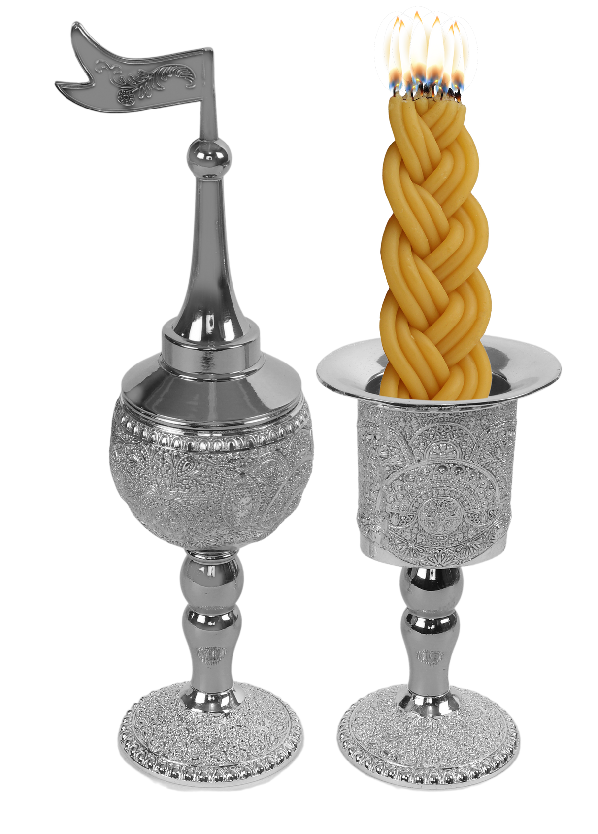 Silver Plated Havdalah Set - Filigree Design - LEHADAR