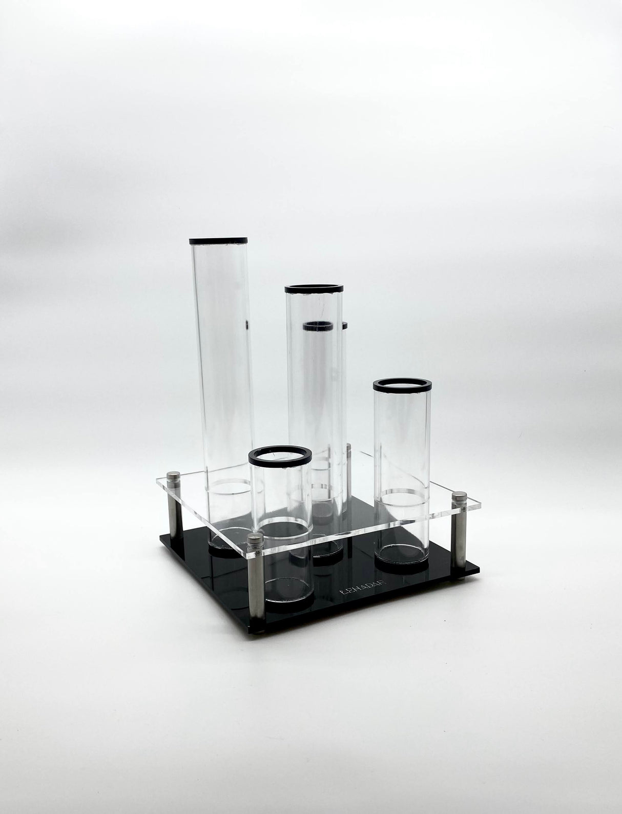 Classic Sq. 5-Vase Lucite Table Center Pice - LEHADAR