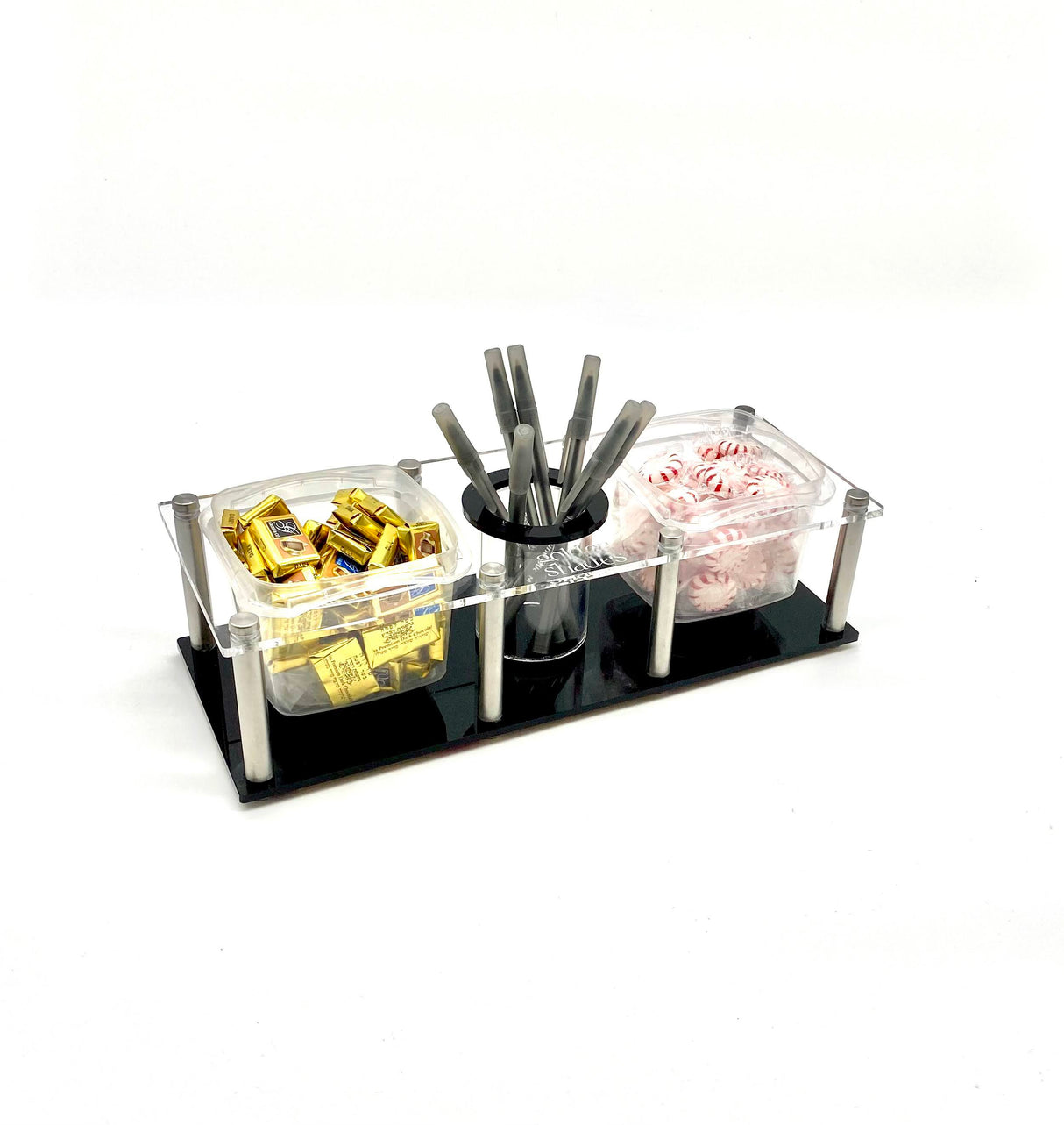 Conference Room Table Lucite Pen/Candy Dish Combo (For disposable containers) - LEHADAR