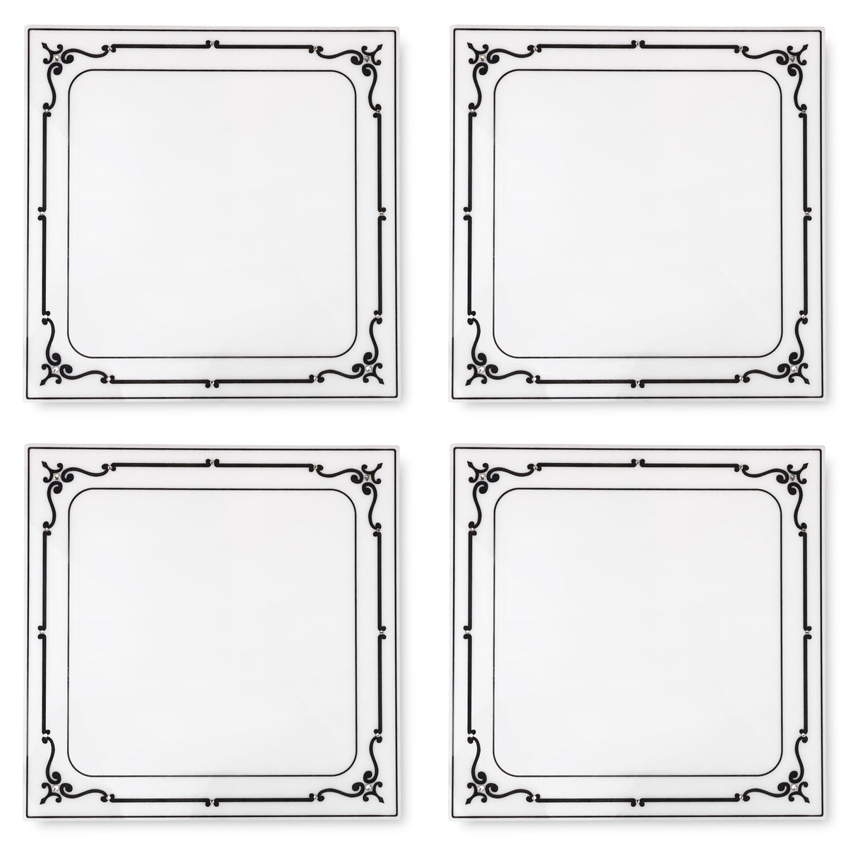 Majestic White Charger Engraved GD/SL/BK W/Crystals (Pack of 4) - LEHADAR