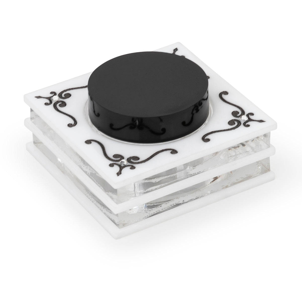 Majestic Besumim Holder Lucite Engraved GD/SL/BK W/Crystals - LEHADAR