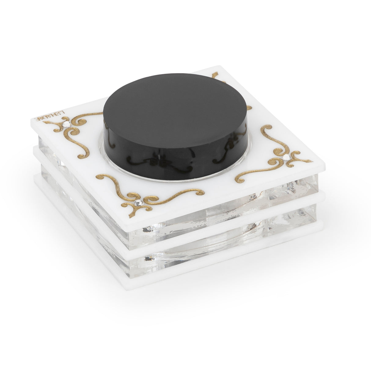 Majestic Besumim Holder Lucite Engraved GD/SL/BK W/Crystals - LEHADAR