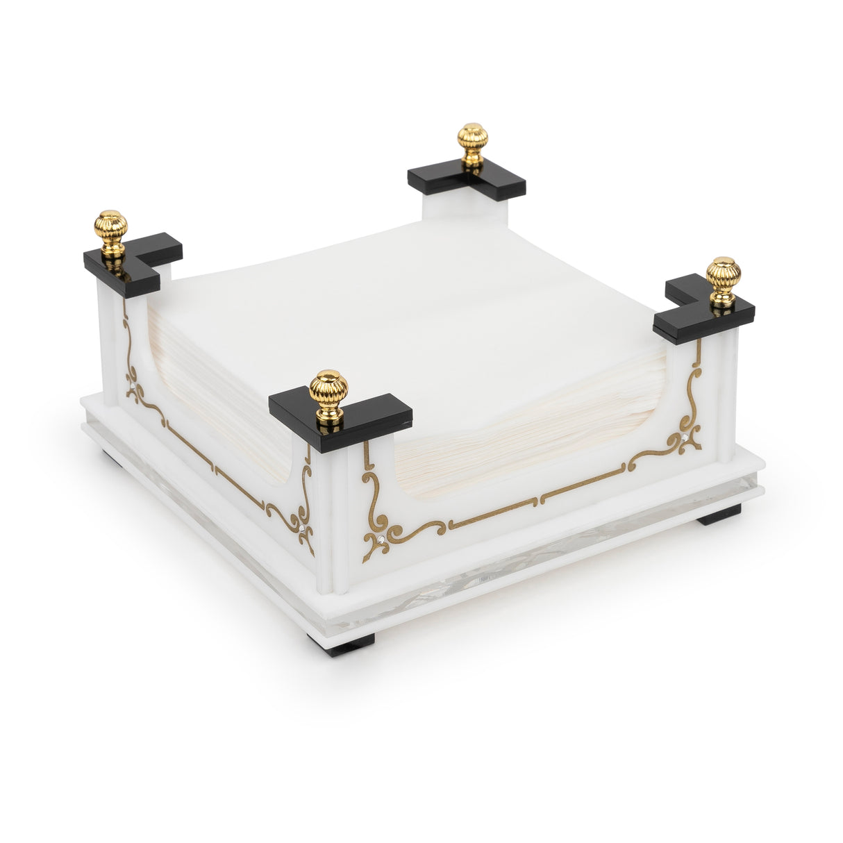 Majestic Napkin Holder Engraved GD/SL/BK W/Crystals - LEHADAR