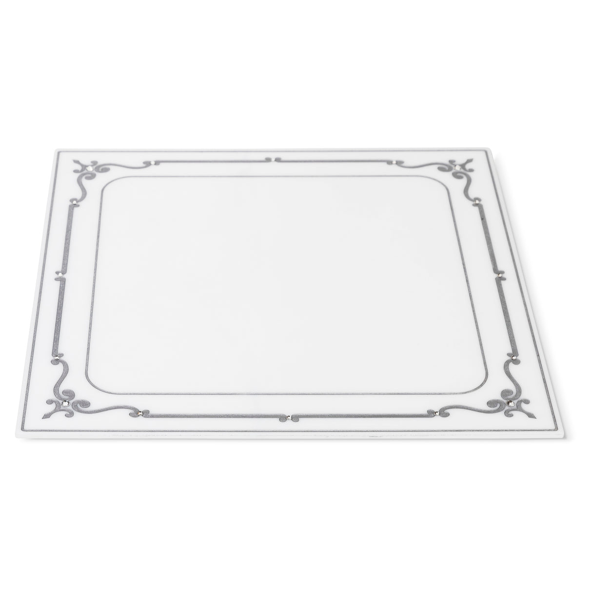 Majestic White Charger Engraved GD/SL/BK W/Crystals (Pack of 4) - LEHADAR