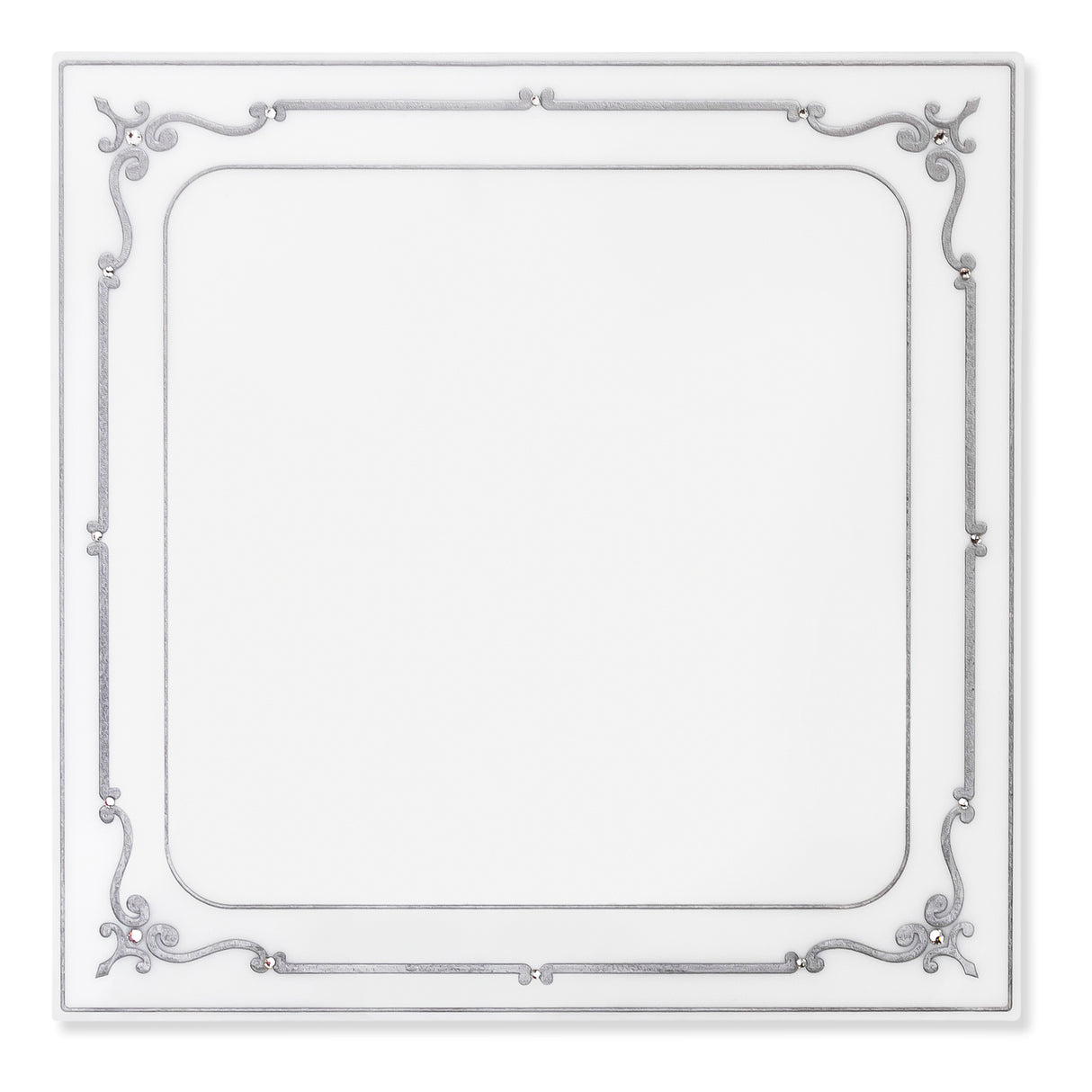 Majestic White Charger Engraved GD/SL/BK W/Crystals (Pack of 4) - LEHADAR