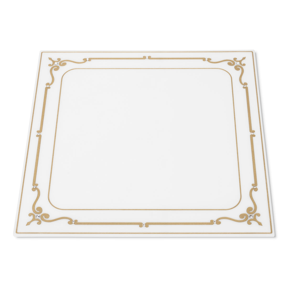 Majestic White Charger Engraved GD/SL/BK W/Crystals (Pack of 4) - LEHADAR