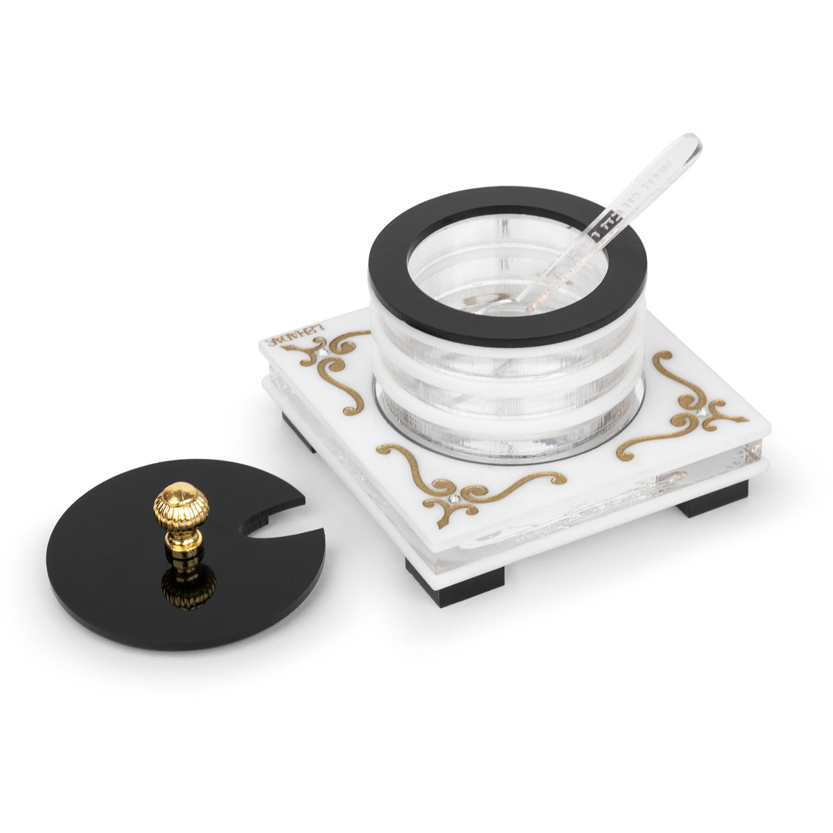 Majestic Honey Dish Engraved GD/SL/BK W/Crystals - LEHADAR