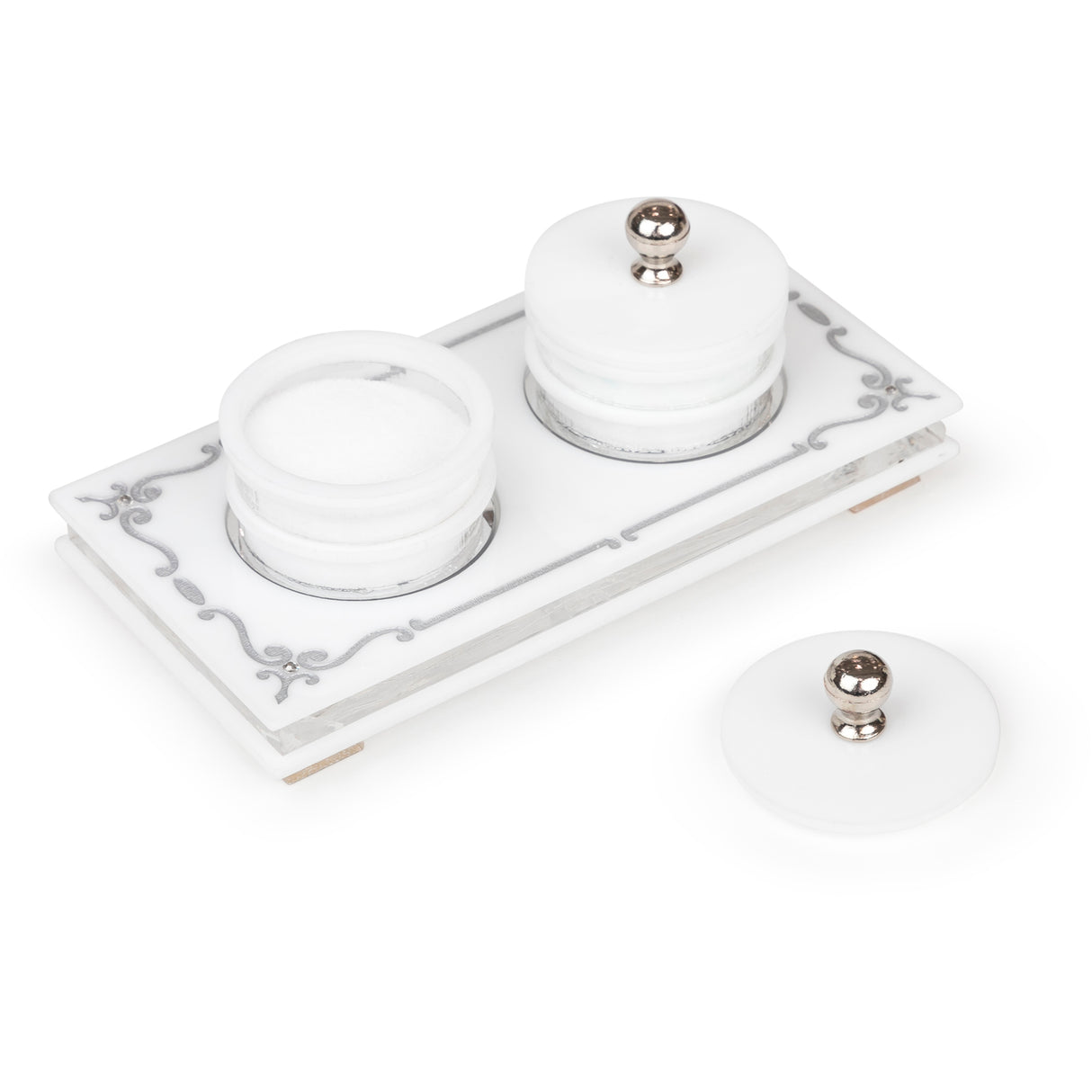 Majestic Double Salt Dish Lusite Engraved GD/SL/BK W/Crystals - LEHADAR