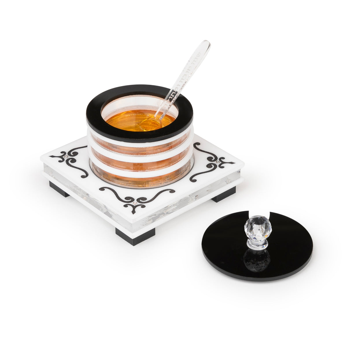 Majestic Honey Dish Engraved GD/SL/BK W/Crystals - LEHADAR