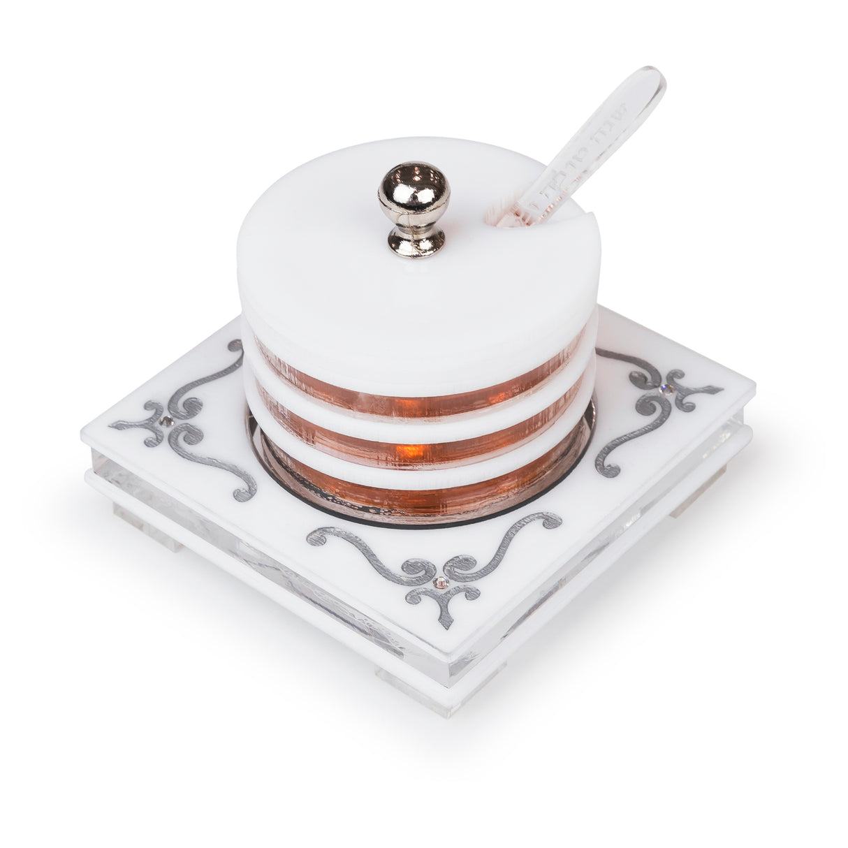 Majestic Honey Dish Engraved GD/SL/BK W/Crystals - LEHADAR